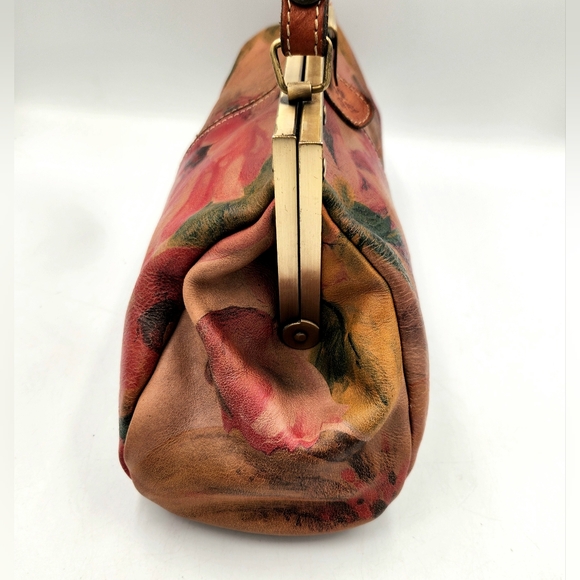 Patricia Nash Ferrera Frame Floral Shoulder Clutch Satchel Leather Bag Brown - Picture 5 of 16